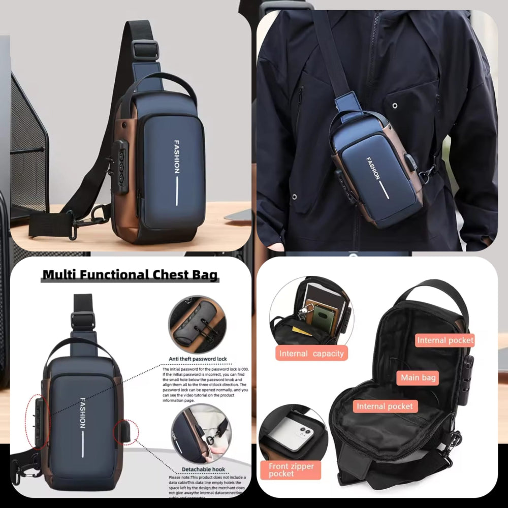 Crossbody Sling Bag with Combination Lock