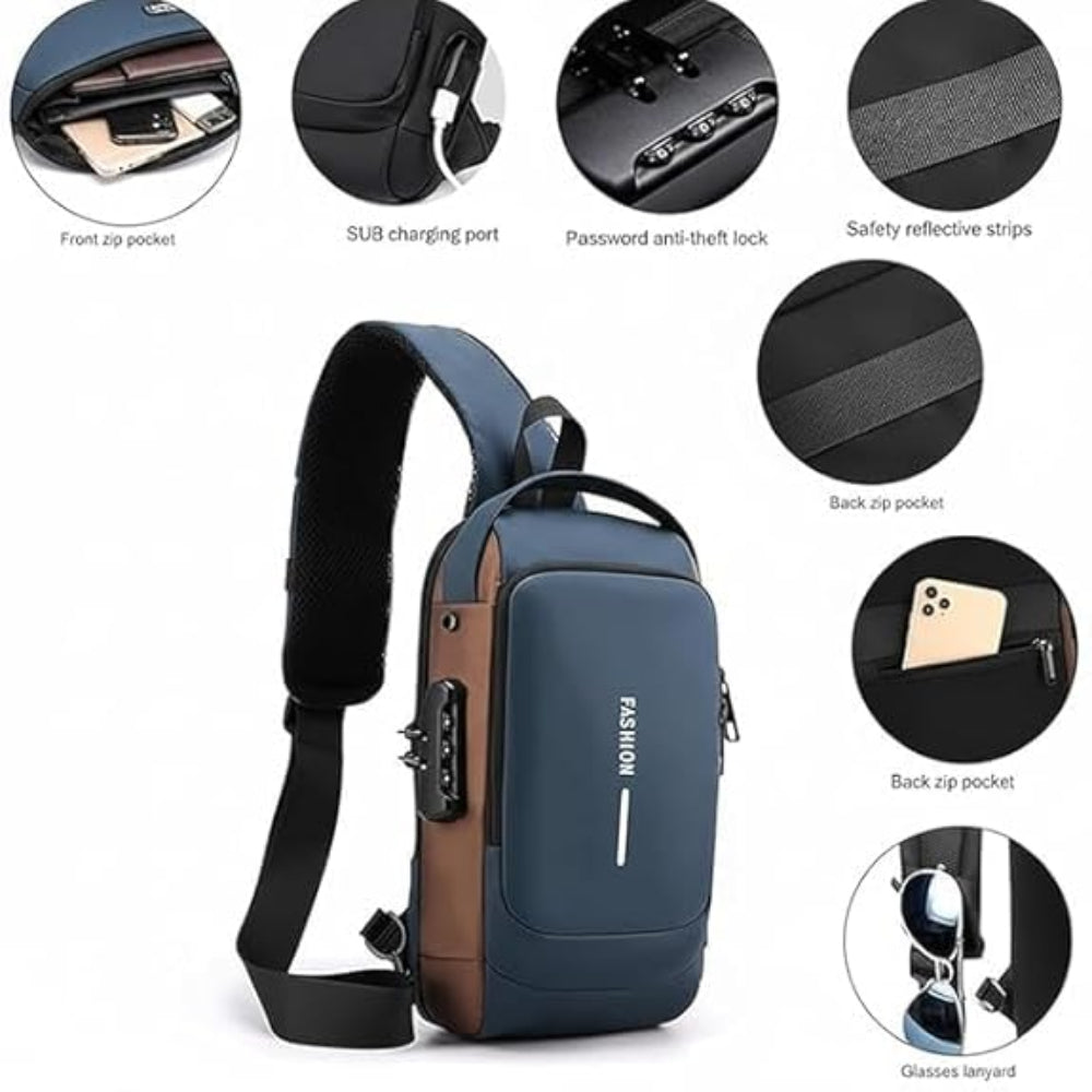 Crossbody Sling Bag with Combination Lock