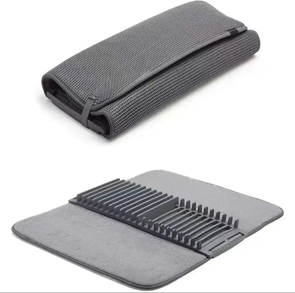 Dish Drying Mat with Plate & Utensil Rack