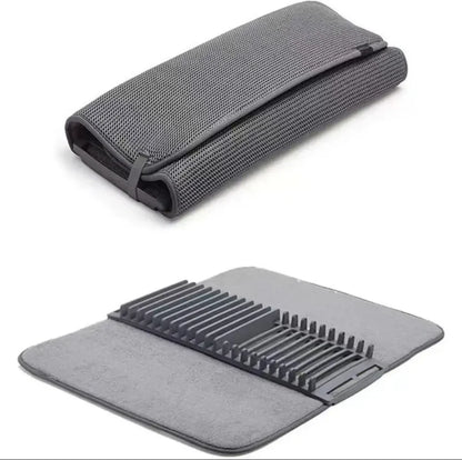 Dish Drying Mat with Plate & Utensil Rack