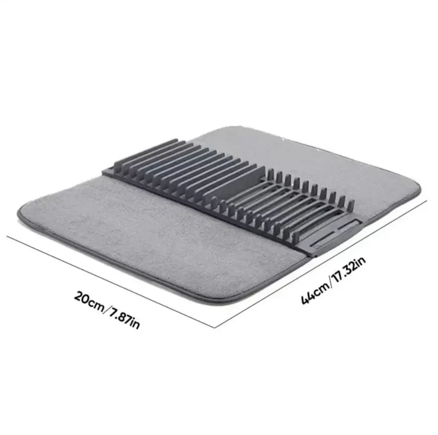 Dish Drying Mat with Plate & Utensil Rack