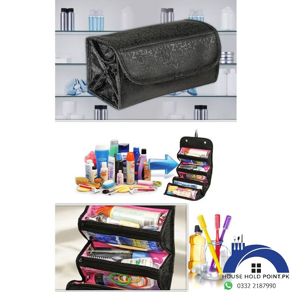 Foldable 4 Compartment Cosmetic Pouch