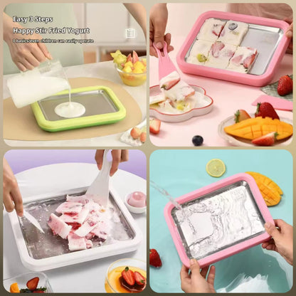 Instant Rolled Ice Cream Maker Tray with 2 Spatulas