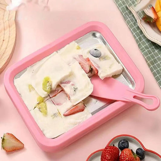 Instant Rolled Ice Cream Maker Tray with 2 Spatulas
