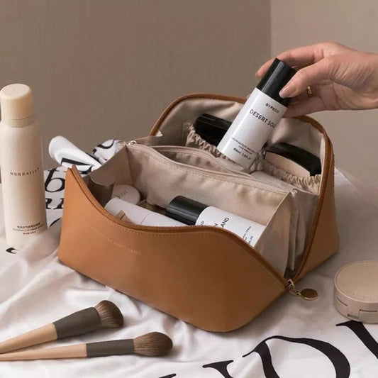 PU Leather Cosmetic Pouch & Travel Makeup Organizer