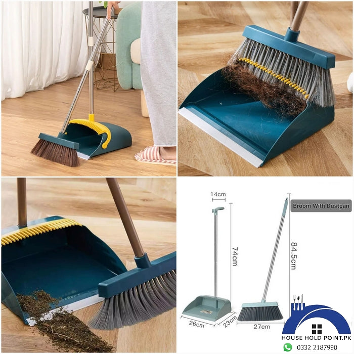 Long Handle Broom With Dustpan