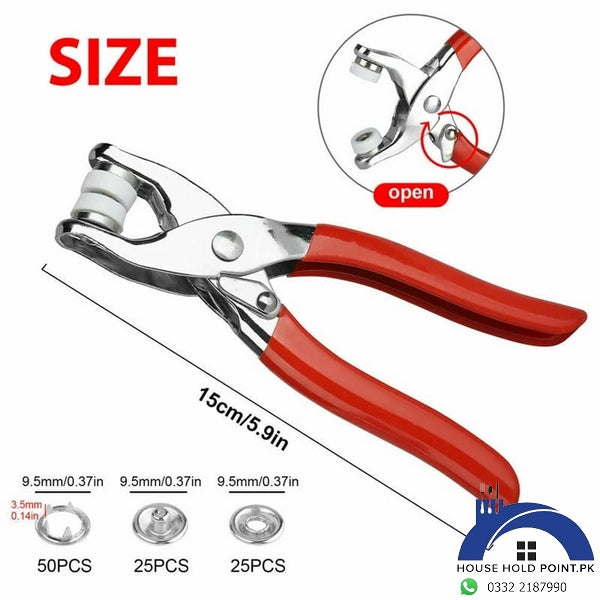 Metal Hand Press Snap Button Pliers Kit With 50 buttons