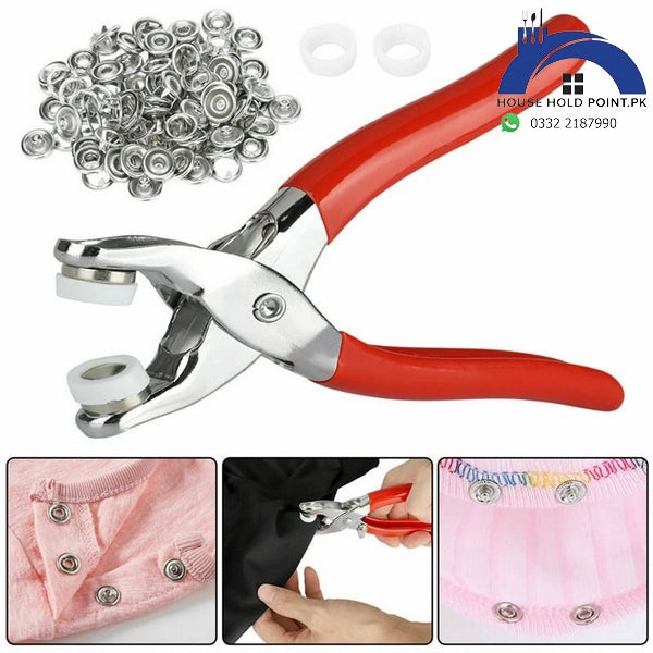 Metal Hand Press Snap Button Pliers Kit With 50 buttons