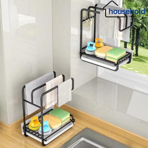 Iron Kitchen Sink Caddy With Towel Stand