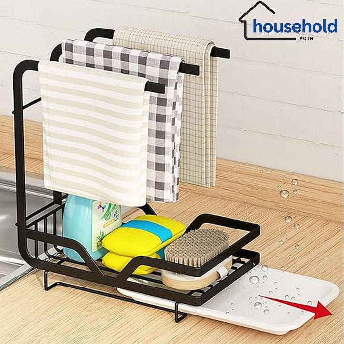 Iron Kitchen Sink Caddy With Towel Stand