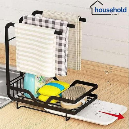 Iron Kitchen Sink Caddy With Towel Stand