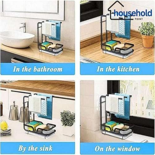 Iron Kitchen Sink Caddy With Towel Stand