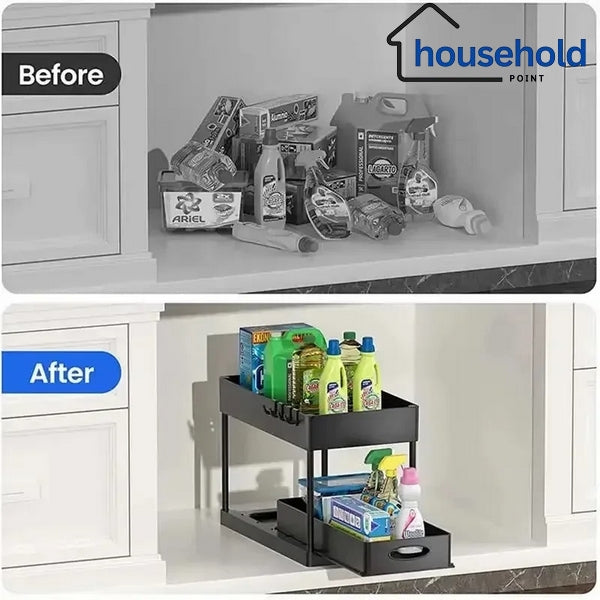 2-Tier Sliding Drawers Storage Rack