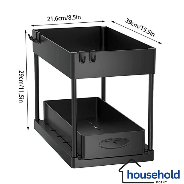 2-Tier Sliding Drawers Storage Rack