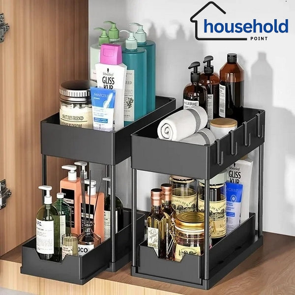 2-Tier Sliding Drawers Storage Rack