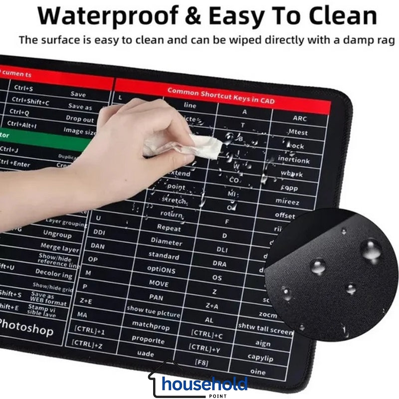 Keyboard Shortcut Pad – Quick Key Non-Slip Keyboard & Mouse Pad with All MS Office Shortcuts