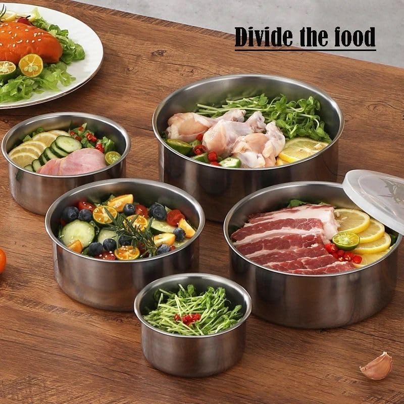 Pack Of 5 Silver Stainless Steel Food Storage Boxes