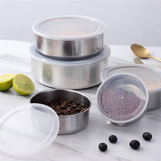 Pack Of 5 Silver Stainless Steel Food Storage Boxes
