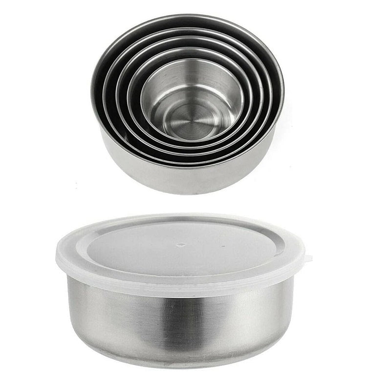 Pack Of 5 Silver Stainless Steel Food Storage Boxes
