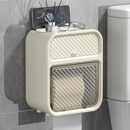 No-Drill Wall-Mounted Tissue Holder with Storage Drawer
