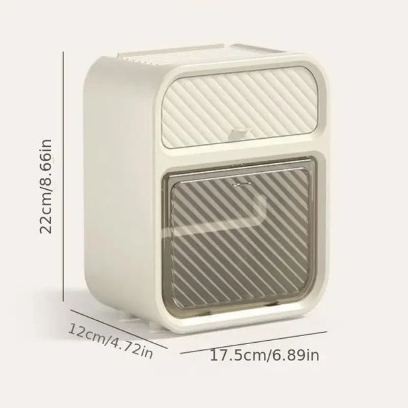 No-Drill Wall-Mounted Tissue Holder with Storage Drawer