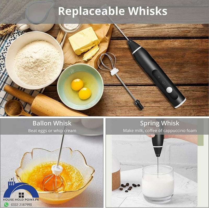 Rechargeable 2-in-1 Coffee Egg Beater and Frother