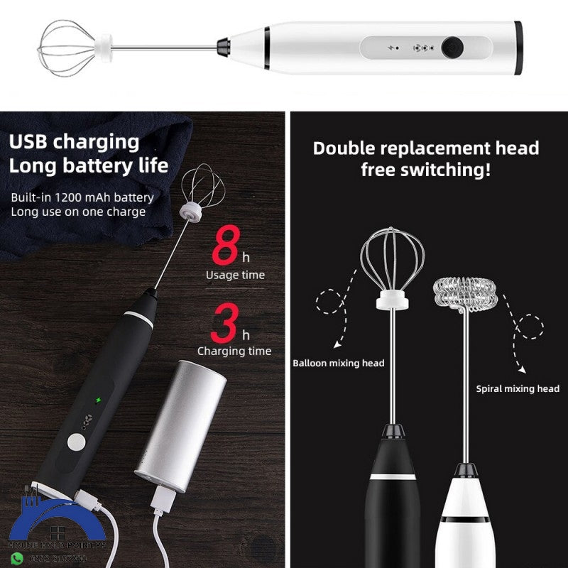 Rechargeable 2-in-1 Coffee Egg Beater and Frother