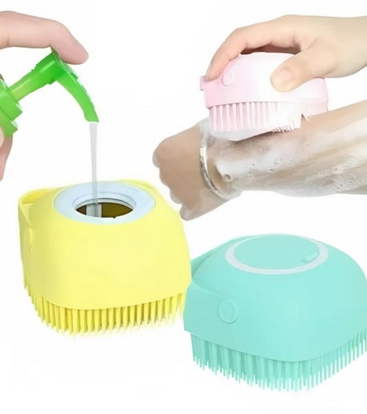 Silicone Bath Body Brush Featuring a Built-In Liquid Soap Dispenser