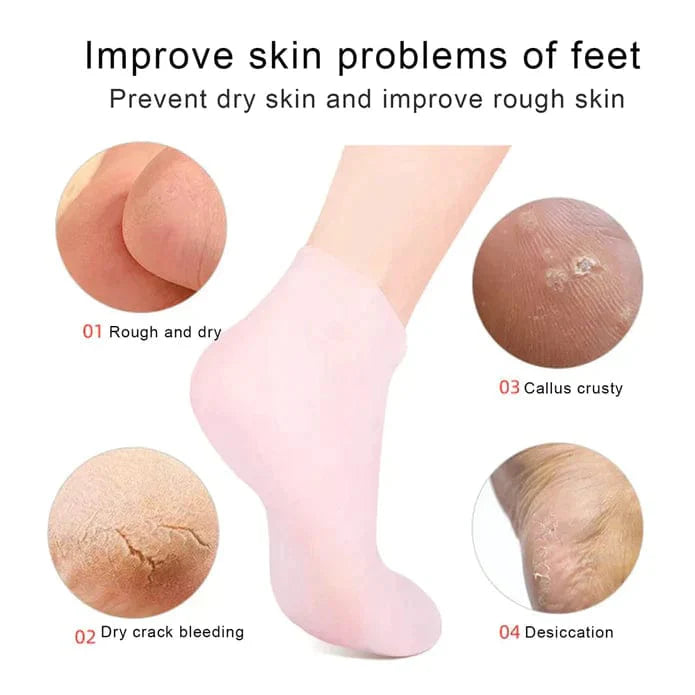 Silicone Moisturizing Gel Socks 2 Pairs