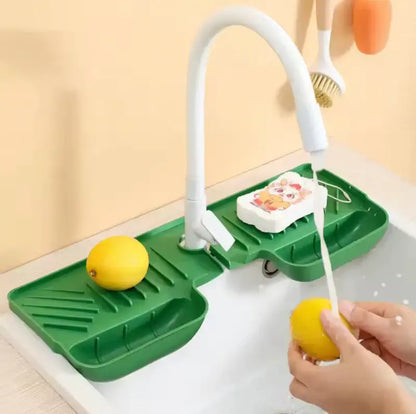 Silicone Faucet Sink Mat with Sponge & Soap Holder