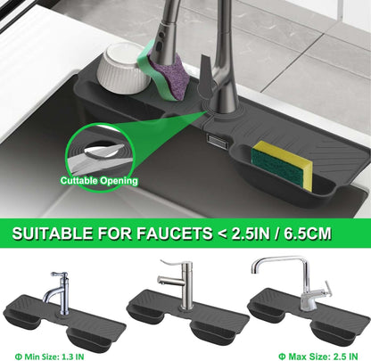Silicone Faucet Sink Mat with Sponge & Soap Holder