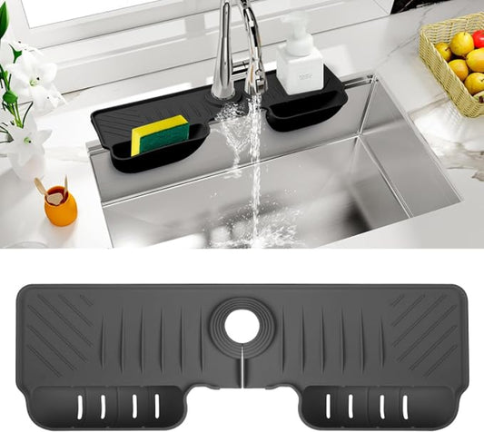 Silicone Faucet Sink Mat with Sponge & Soap Holder