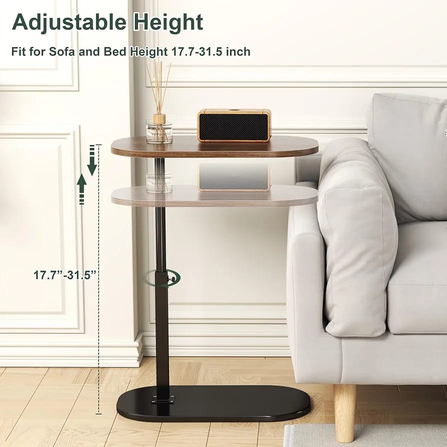 Smart Adjustable Wooden Sofa End Table