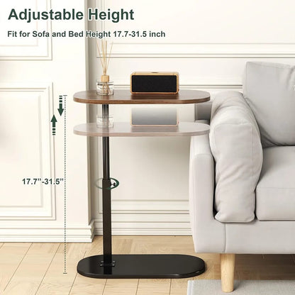 Smart Adjustable Wooden Sofa End Table