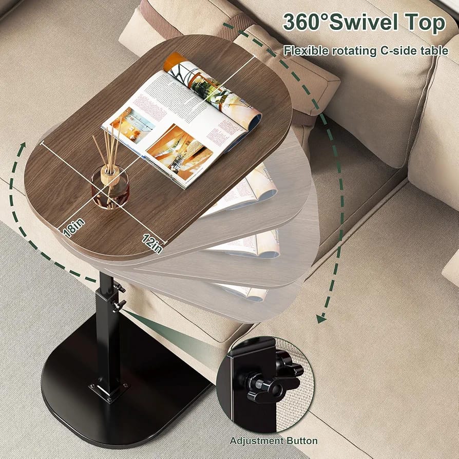 Smart Adjustable Wooden Sofa End Table