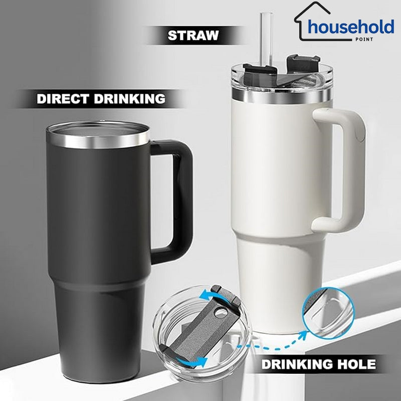 Stainless Steel Vacuum Tumbler Flip Straw 40oz