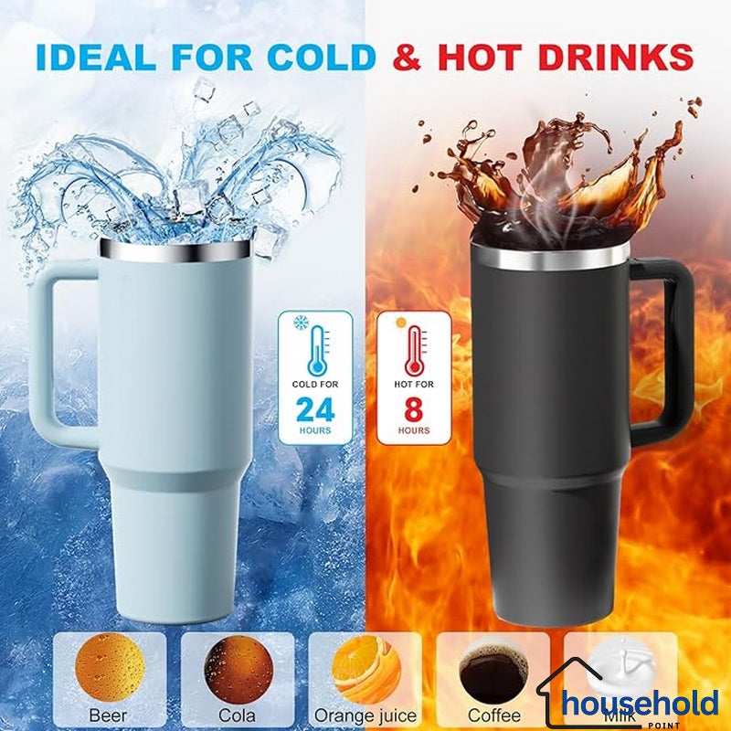 Stainless Steel Vacuum Tumbler Flip Straw 40oz