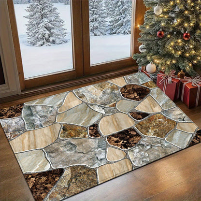 Super Absorbent Non-Slip Bathroom Floor Mat Marble Stone Design