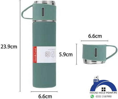 Three-in-One Hot & Cold Thermal Flask Set with Matching Cups