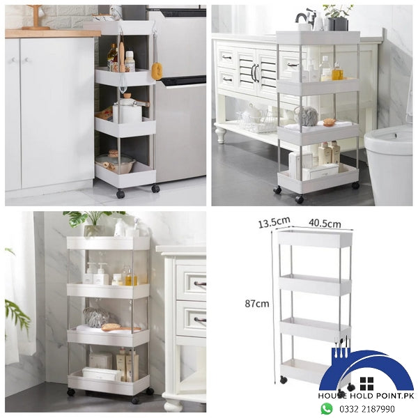 4-Tier Trolley With Wheels White