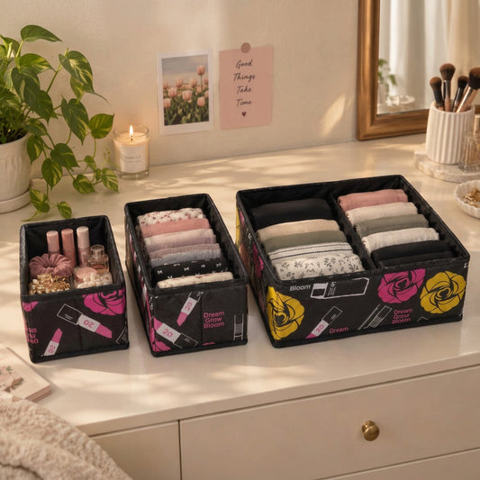 Foldable Wardrobe & Drawer Organizer – 3-Piece Set