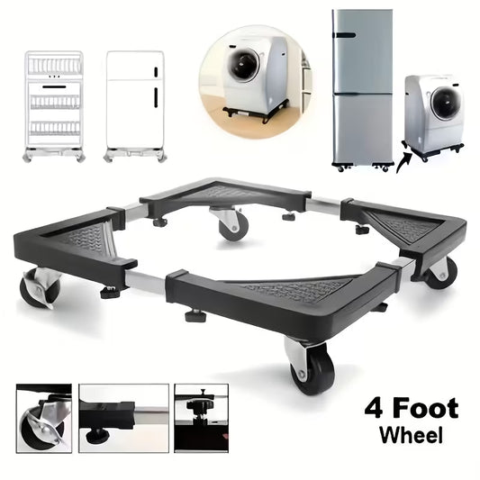 Adjustable Washing Machine & Fridge Stand with Locking Wheels