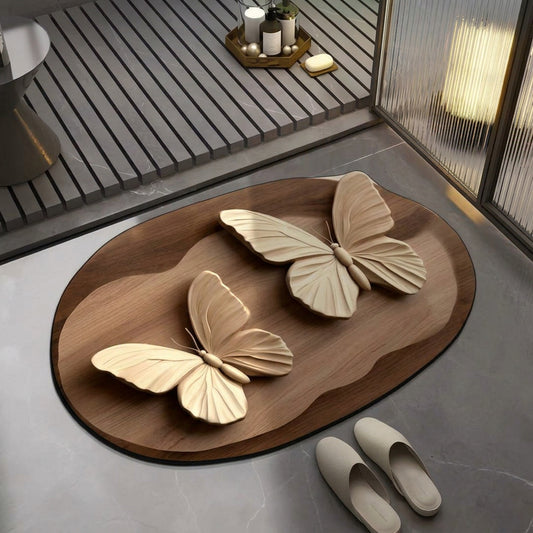 Absorbent Non-Slip Bathroom Mat – 3D Butterfly Design