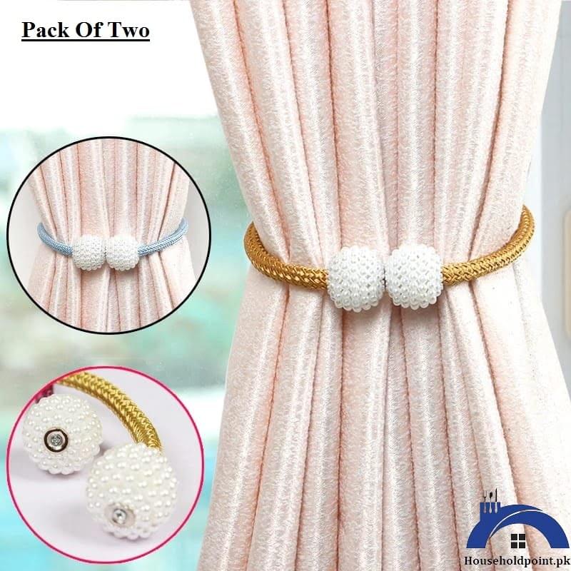 2Pcs Pearl Magnetic Curtain Tie Clips Default Title