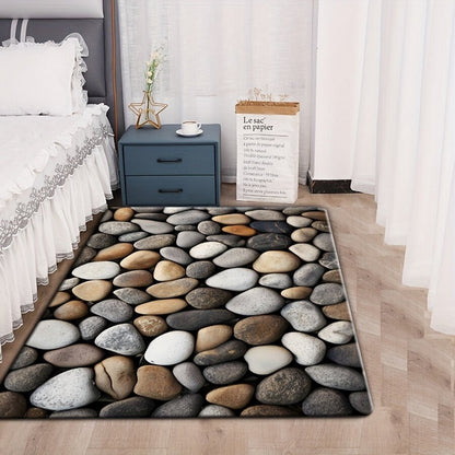 Super Absorbent Non-Slip Bathroom Floor Mat Pebbles Design