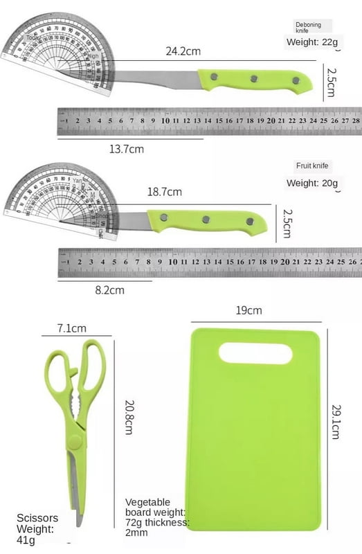 5Pcs Knife, Scissors, Board Set