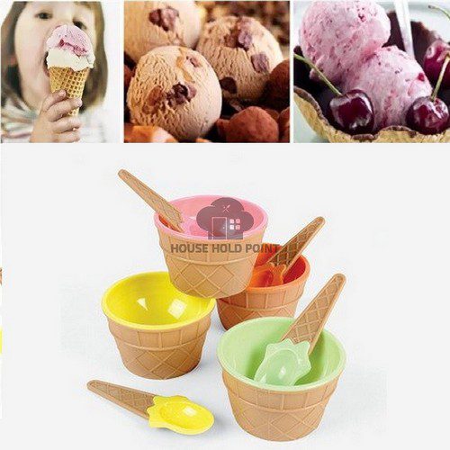 Pack Of 4 Ice Cream Bowls With Spoons Default Title