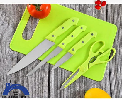 5Pcs Knife, Scissors, Board Set