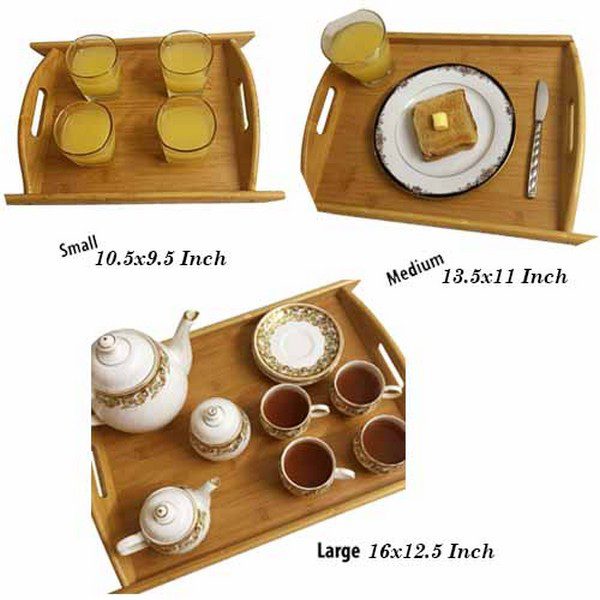 3 Pcs Bamboo Wooden Multipurpose Tray Set New