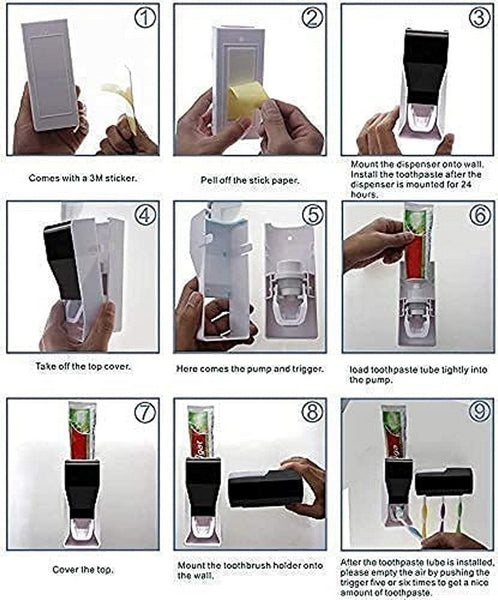 Black Toothpaste Dispenser With Brush Holder 2.0